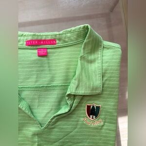 Peter Millar “Pine Valley” Green Striped Polo Shirt